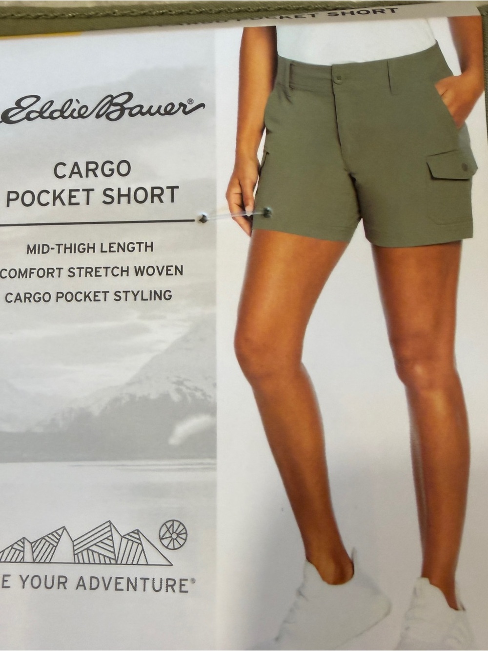 🆕 Eddie Bauer Cargo Pocket Short Olive/Sage Green Size 4
